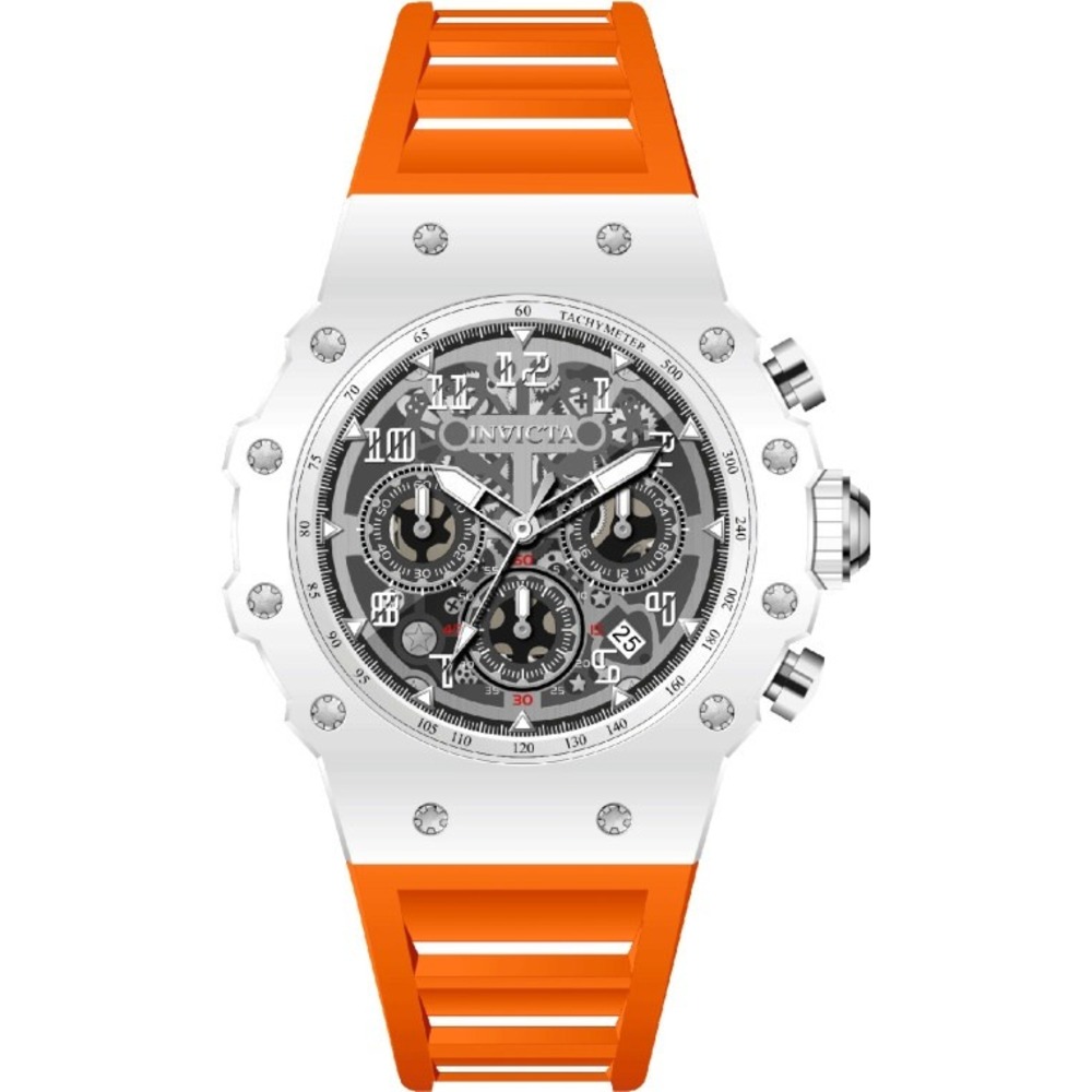 Invicta Racing Vaulthan 44 mm Orange Silicone Chronograph Black Dial Watch 69672